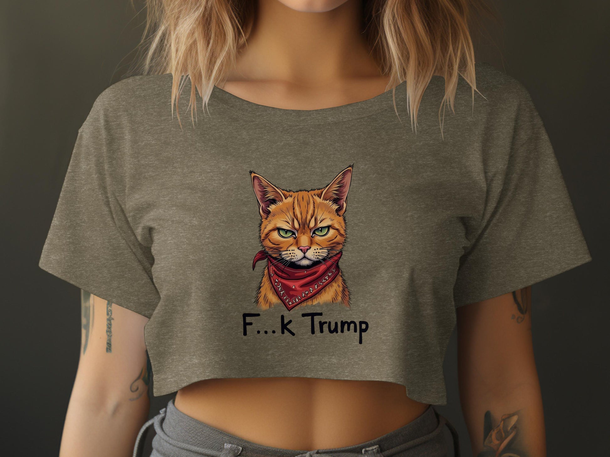 Cat with Bandana Graphic F...k Trump Shirt product type