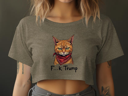 Cat with Bandana Graphic F...k Trump Shirt product type