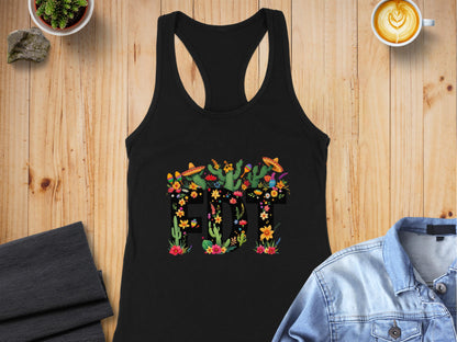 Colorful Texas Themed Graphic Racerback Tank Top product type