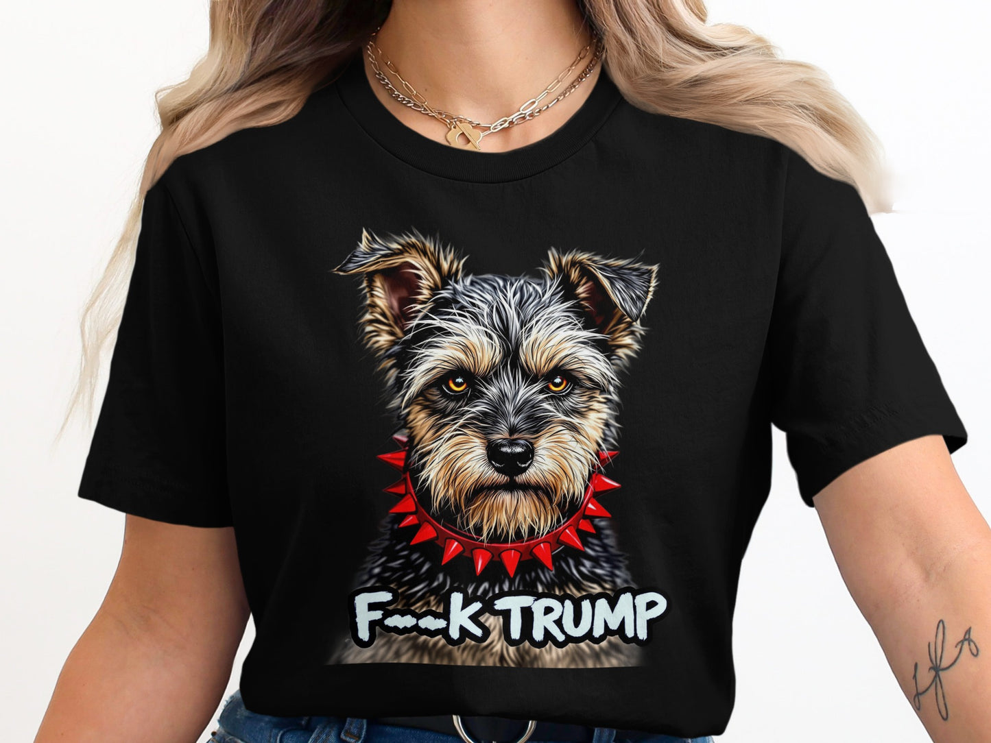 Dog with Spiked Collar F--k Trump Graphic T-Shirt product