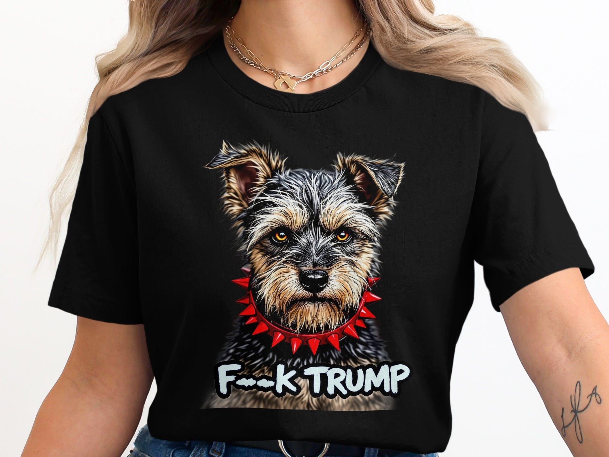 Dog with Spiked Collar F--k Trump Graphic T-Shirt product