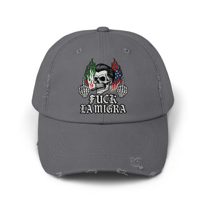 Skull Design Distressed Cap Attitude Statement Product