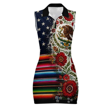 Two Flags, One Heart  USA/Mexico Rose Dress" · "Mi Cultura Dress — USA  México Sleeveless Bodycon