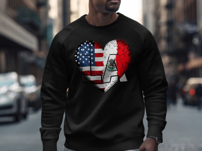 USA Mexico Heart Print Long Sleeve Apparel Product