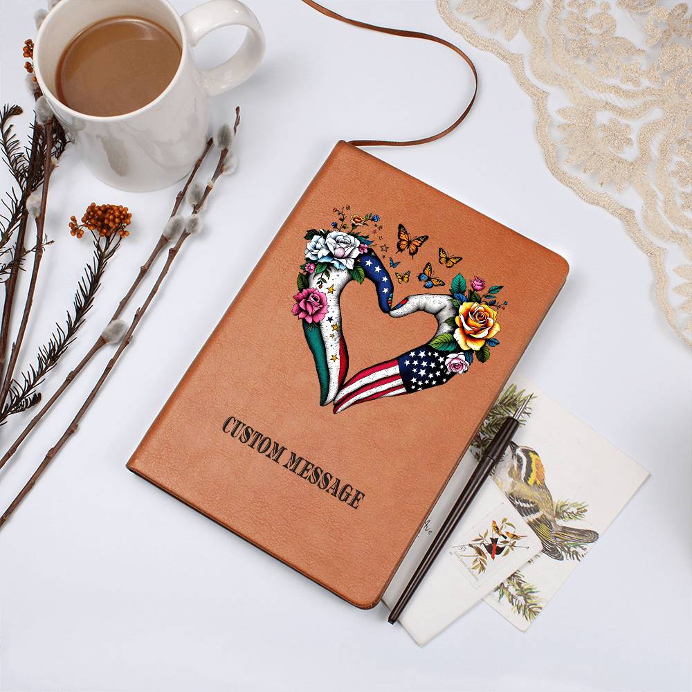 Heart USA MEXICO Gift Journal Gift Unique Graphic Vegan Leather Journal - Personalized Gift