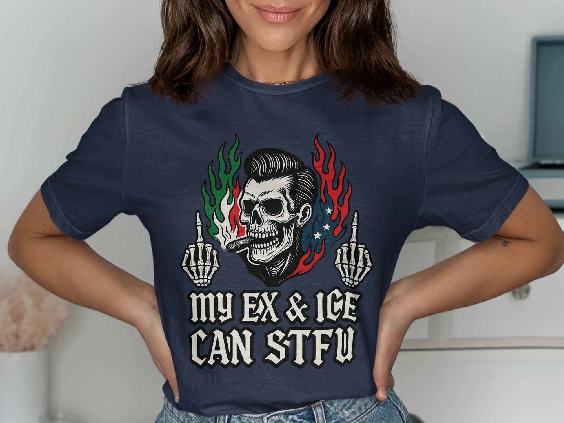 My Ex & Ice Can STFU Skull Graphic Shirt product