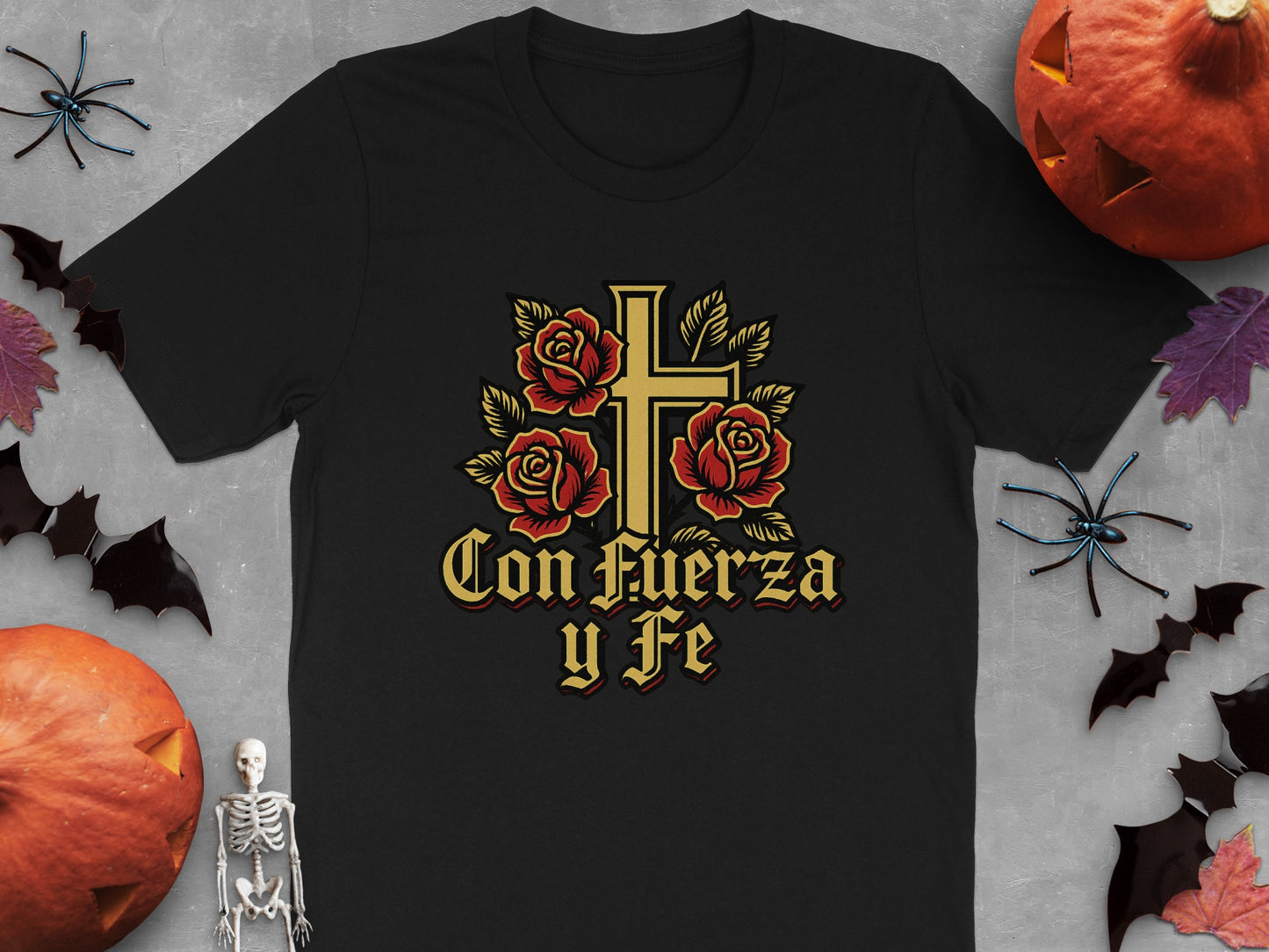 Con Fuerza y Fe Cross and Roses Graphic Shirt product