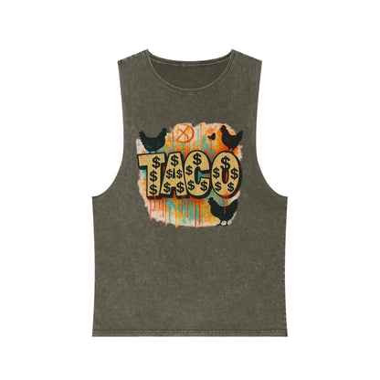 Trendy Stonewash Tank Top for Casual Vibes, Unisex Summer Tee, Graphic Muscle Shirt, Festival Wear, Beachwear, Gift Idea