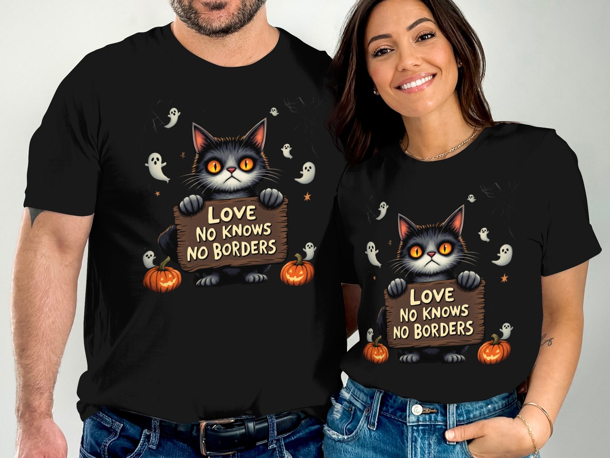 Love No Knows No Borders Halloween Cat Product