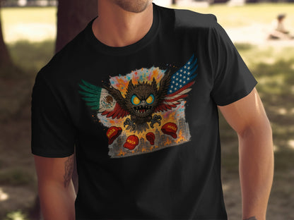Vibrant Owl Graphic American Flag Men's T-Shirt product