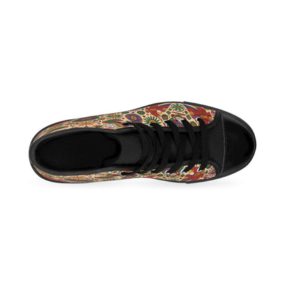 Bohemian Art Sneakers, Colorful High-Top Shoes for Women, Unique Footwear, Everyday Comfort, Festival Style, Gift for Her