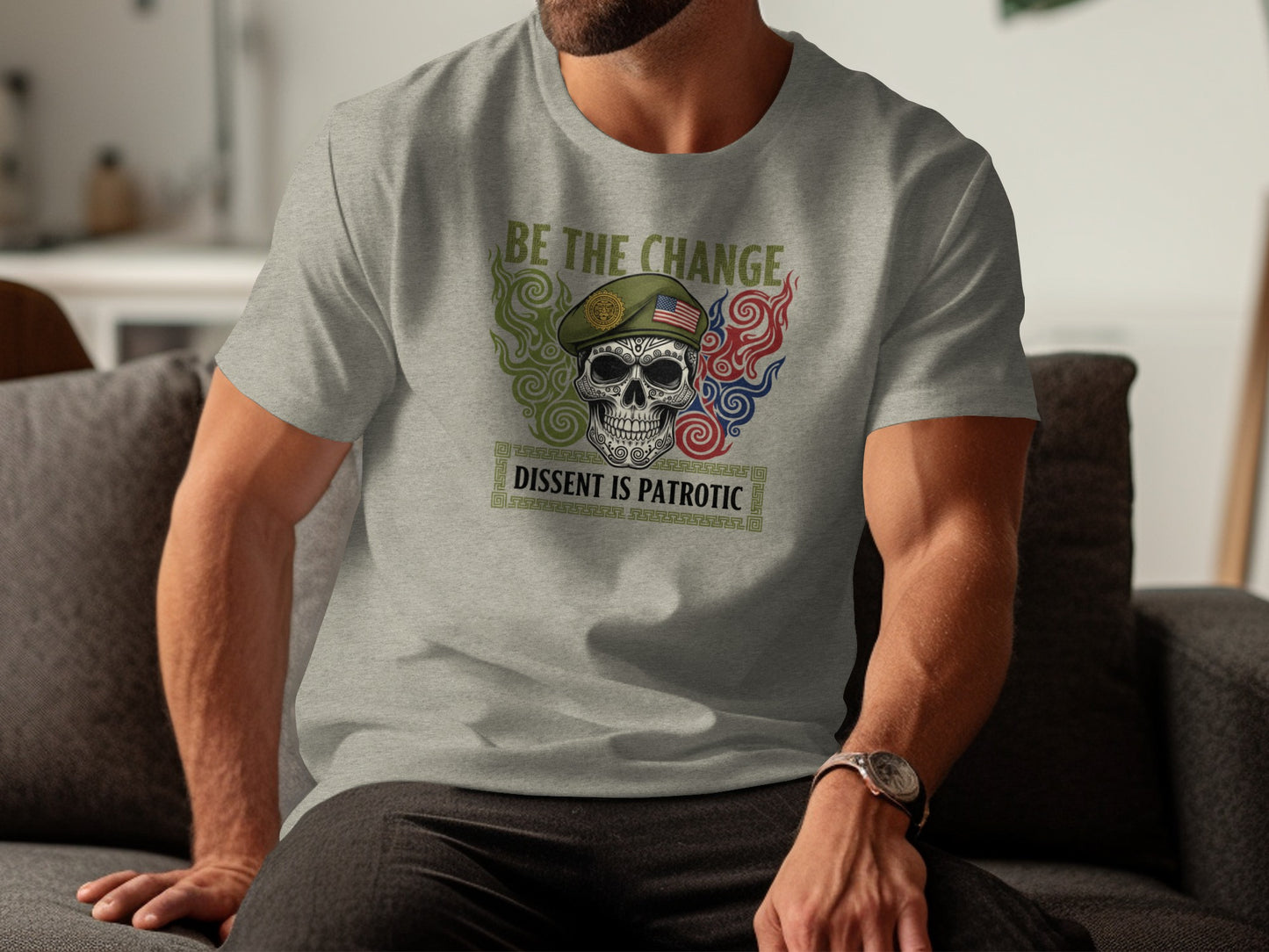 Be the Change Skull Graphic Dissent is Patriotic Shirt