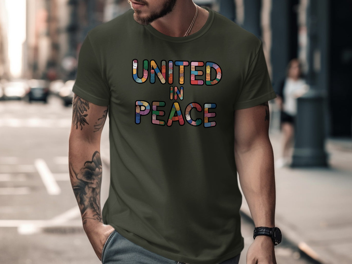 United In Peace Graphic T-Shirt Casual Apparel