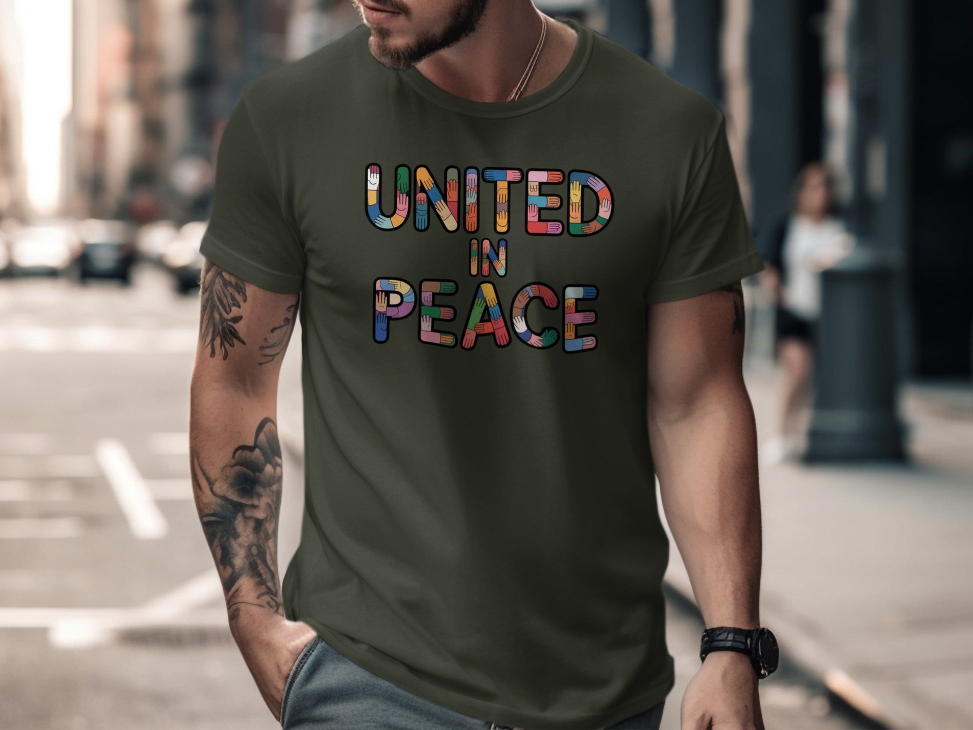 United In Peace Graphic T-Shirt Casual Apparel