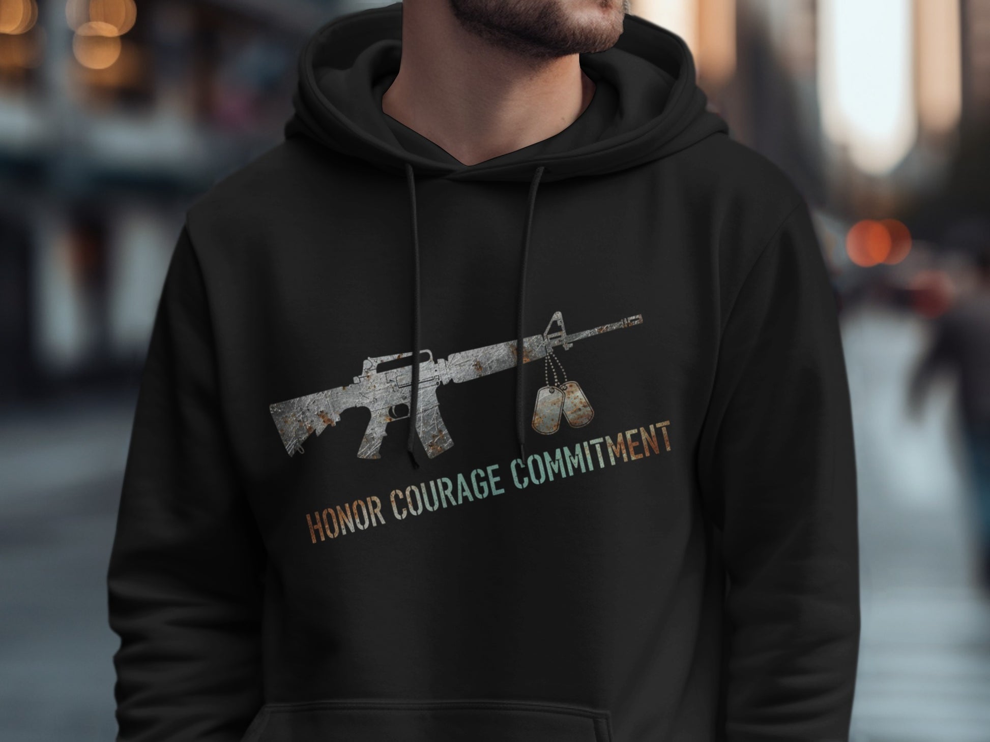 Honor Courage Commitment Printed Hoodie