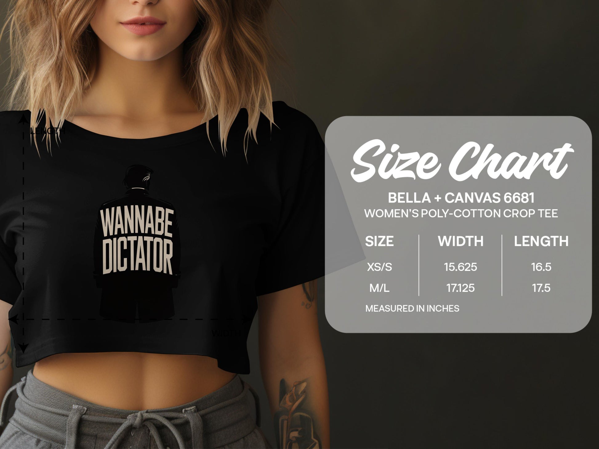 Wannabe Dictator Black Bella Canvas Crop Tee product