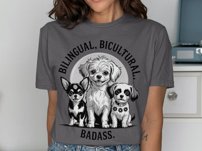 Bilingual Bicultural Badass Cute Cartoon Dog T-Shirt product