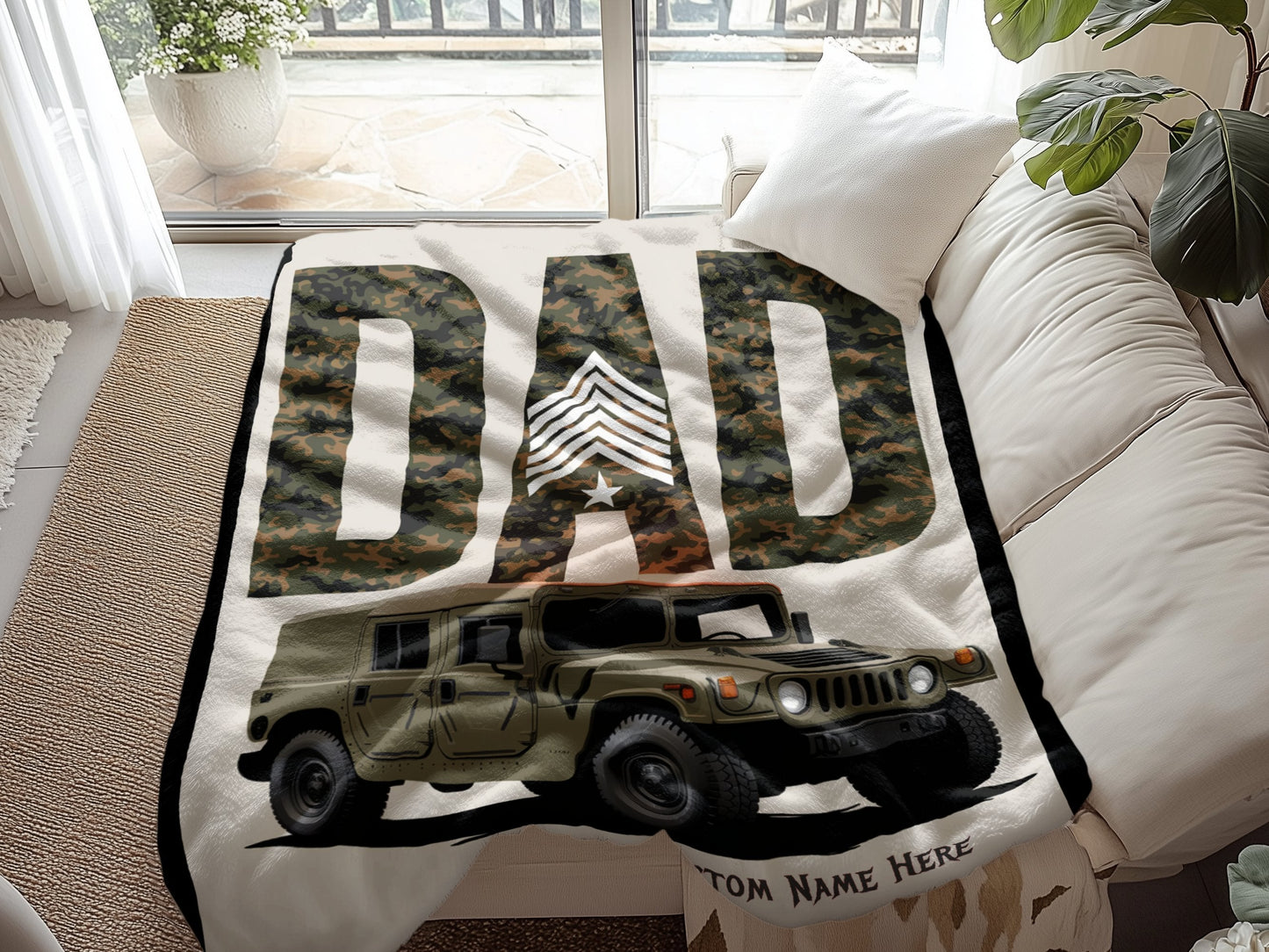 Dad Military Style Camo Blanket Personalized Product