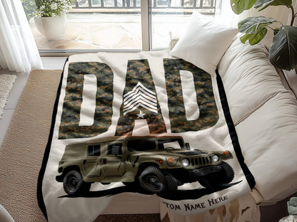 Dad Military Style Camo Blanket Personalized Product