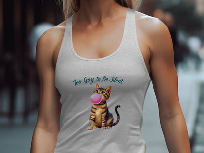 Too Gay to Be Silent Cat Tank Top product type