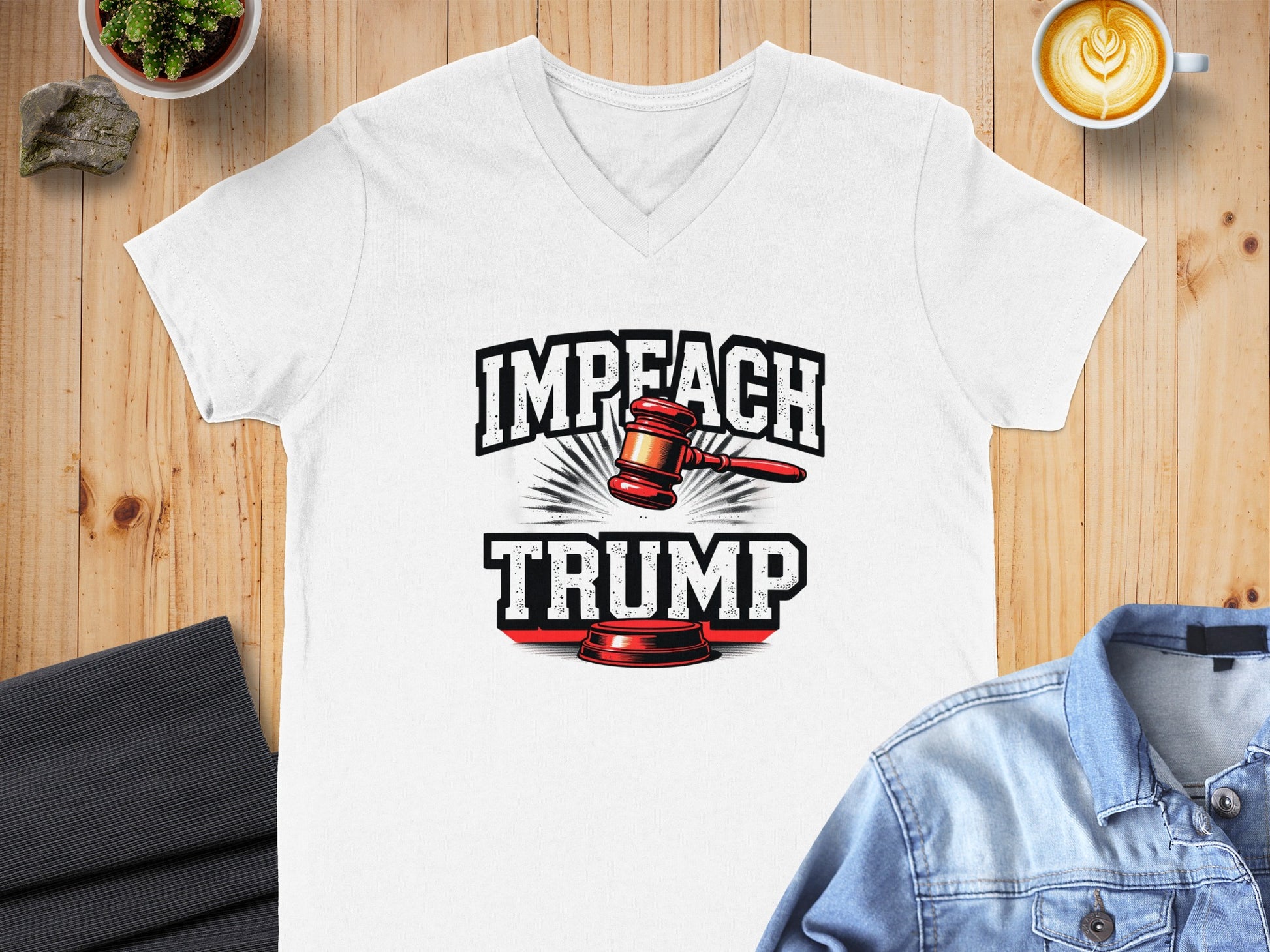 Impeach Trump Graphic V Neck Tee Shirt Product Type