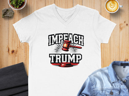 Impeach Trump Graphic V Neck Tee Shirt Product Type