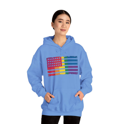 Pride American Flag Hoodie - Unisex Heavy Blend Sweatshirt