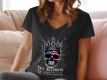 No Kings in America Skull Design T-shirt