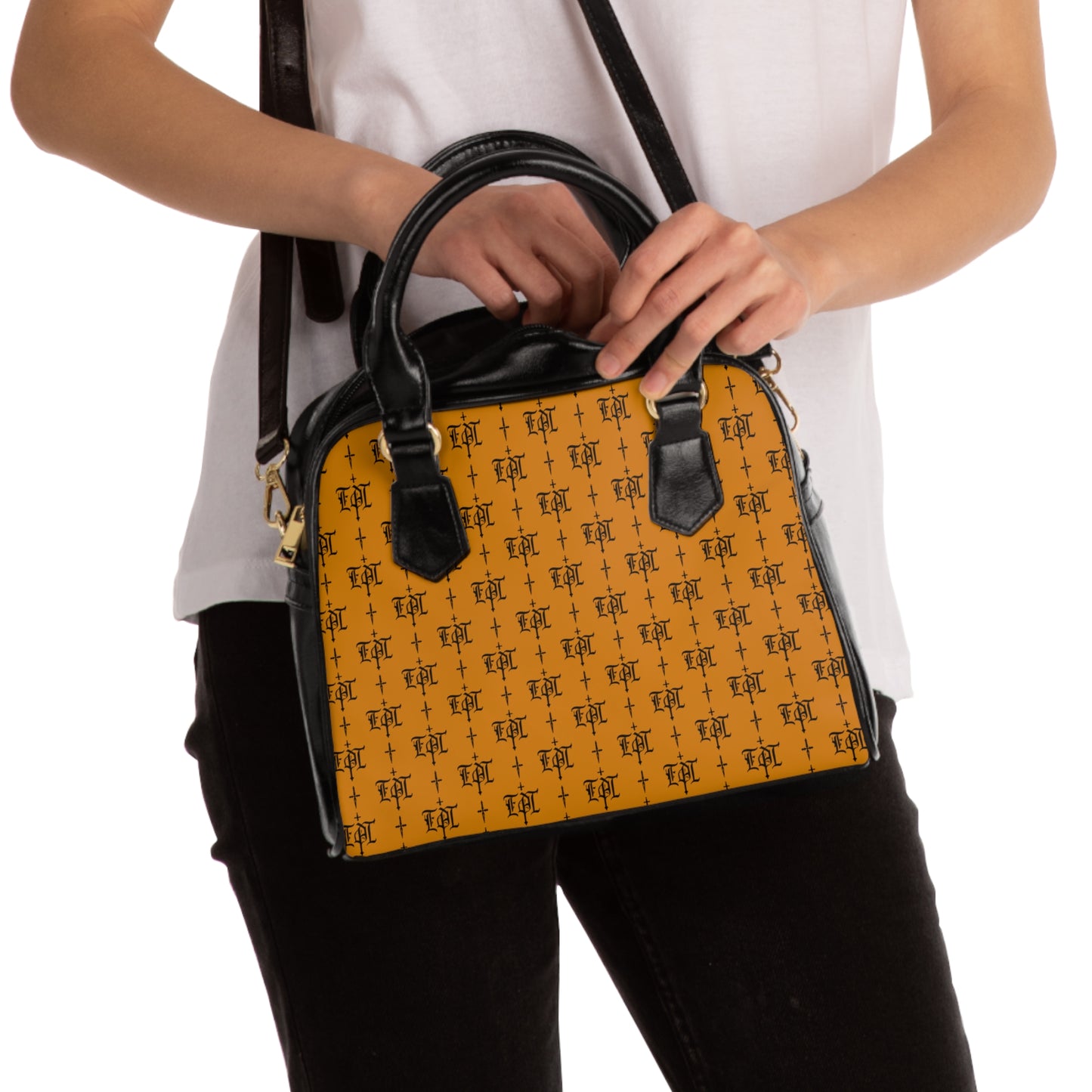 FDT Blue Purse Woke Anti Trump Liberal Purse |Monogram Grey Shoulder Handbag — Elegant Patterned Satchel Purse
