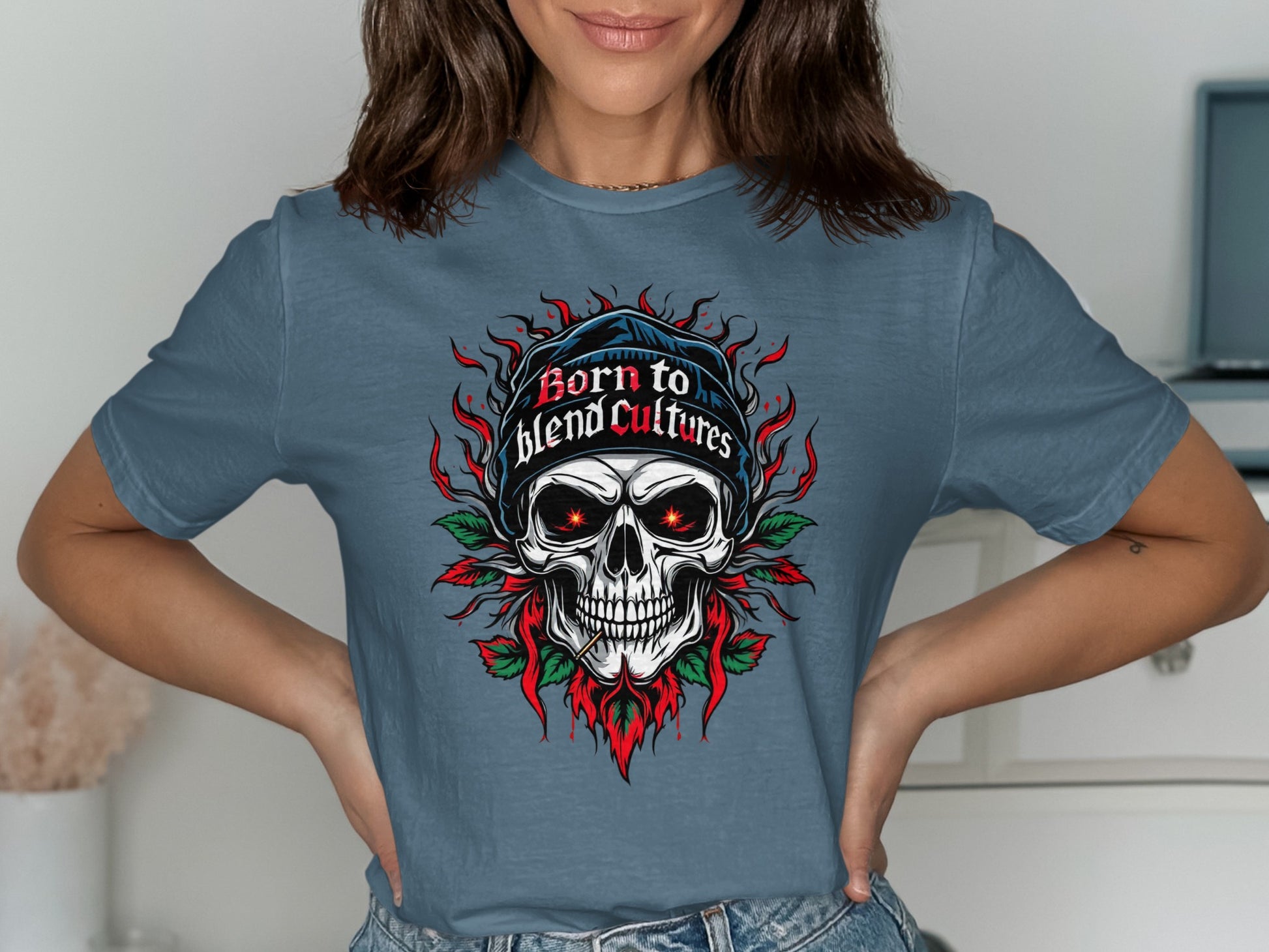 Born to Blend Cultures Skull Graphic Tee product