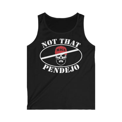 Black tank top with white text and a skull graphic.