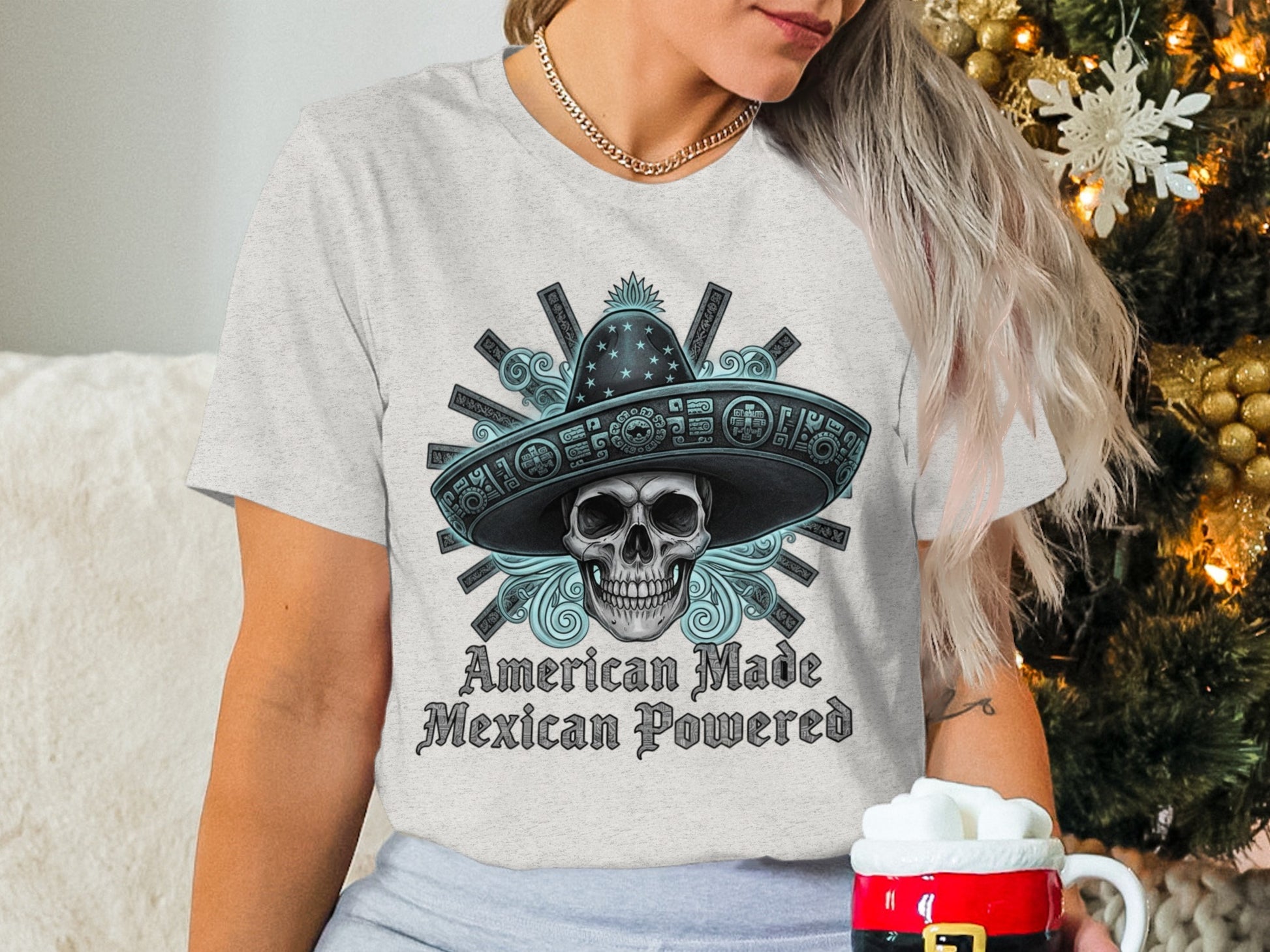 American Made Mexican Powered Skull Hat Shirt