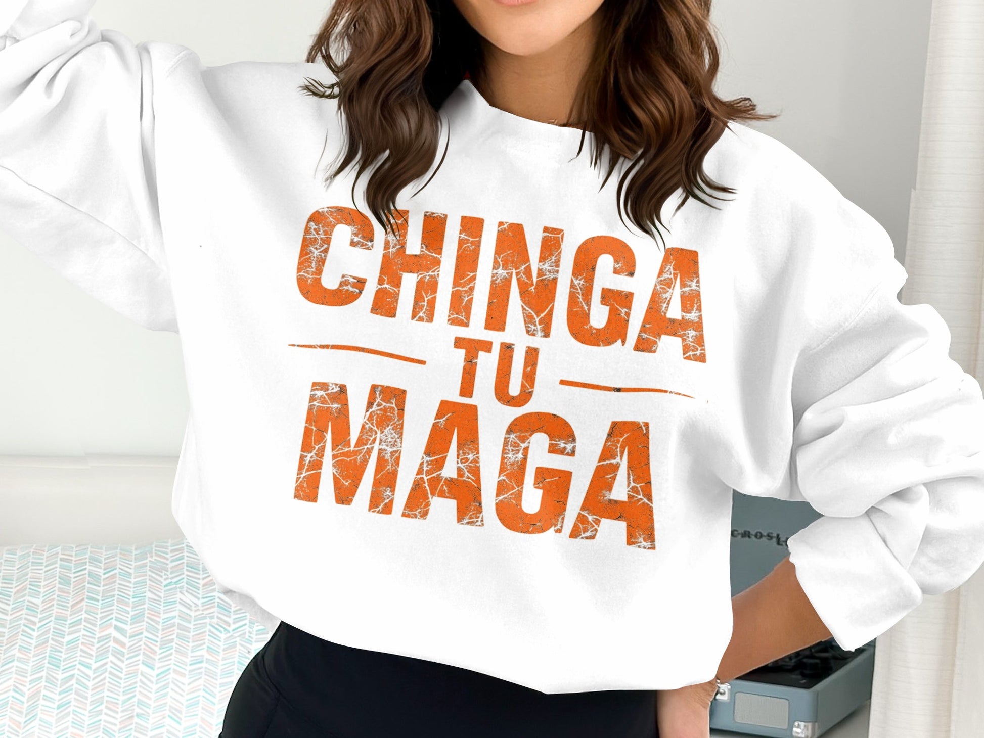 CHINGA TU MAGA Graphic White Clothing Sweatshirt