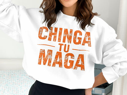 CHINGA TU MAGA Graphic White Clothing Sweatshirt