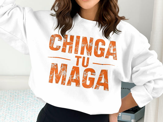 CHINGA TU MAGA Graphic White Clothing Sweatshirt