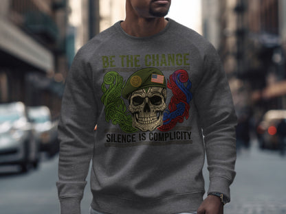 Be The Change Silence Is Complicity skull product