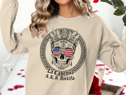 La Cabrona AKA Antifa Skull Graphic Sweatshirt