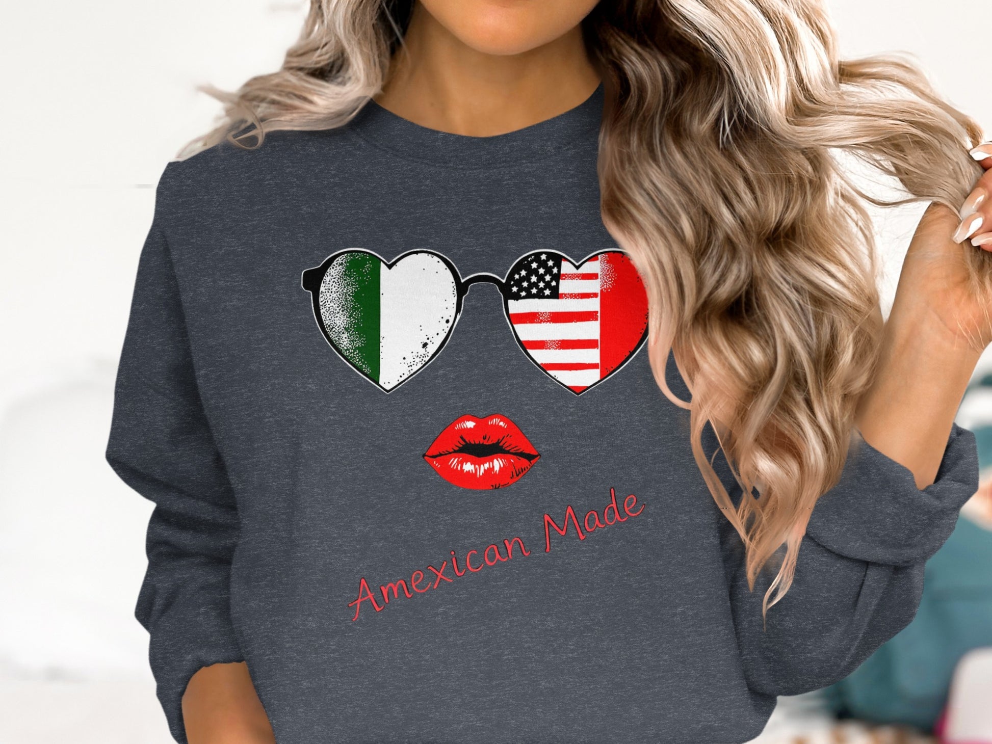 Mexican American Pride Heart Sunglasses Sweatshirt product