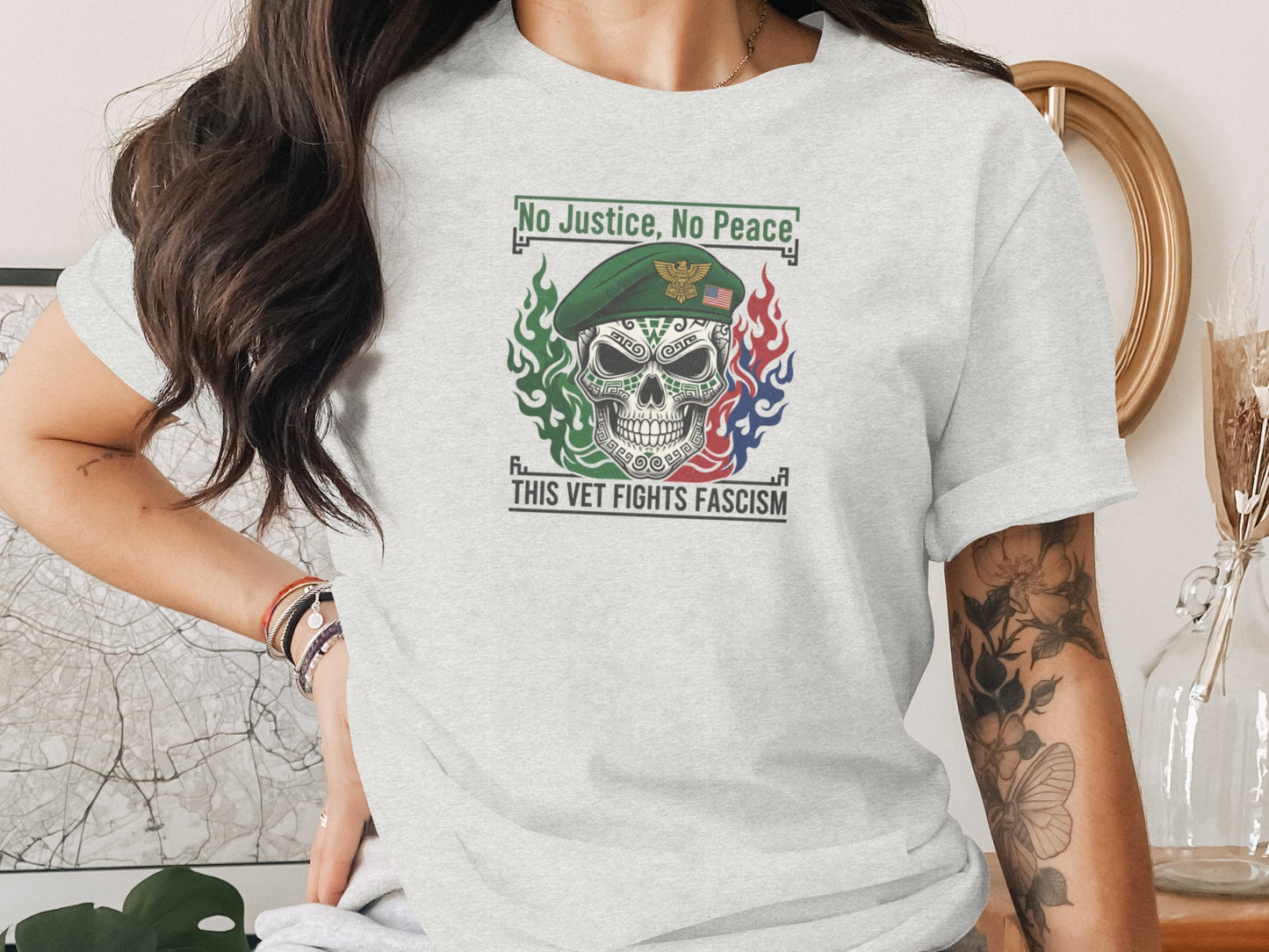 No Justice No Peace This Vet Fights Fascism T-shirt