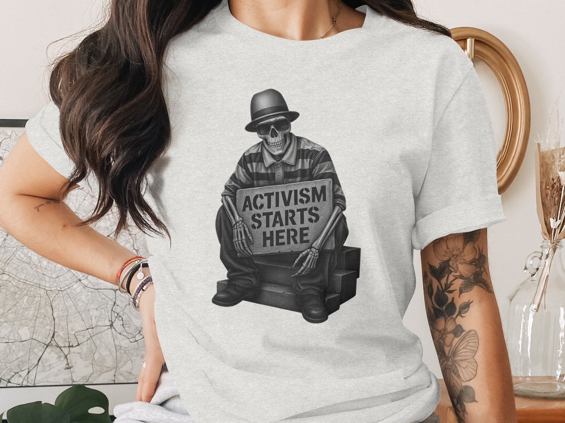 Activism Starts Here Skull Graphic T-Shirt product