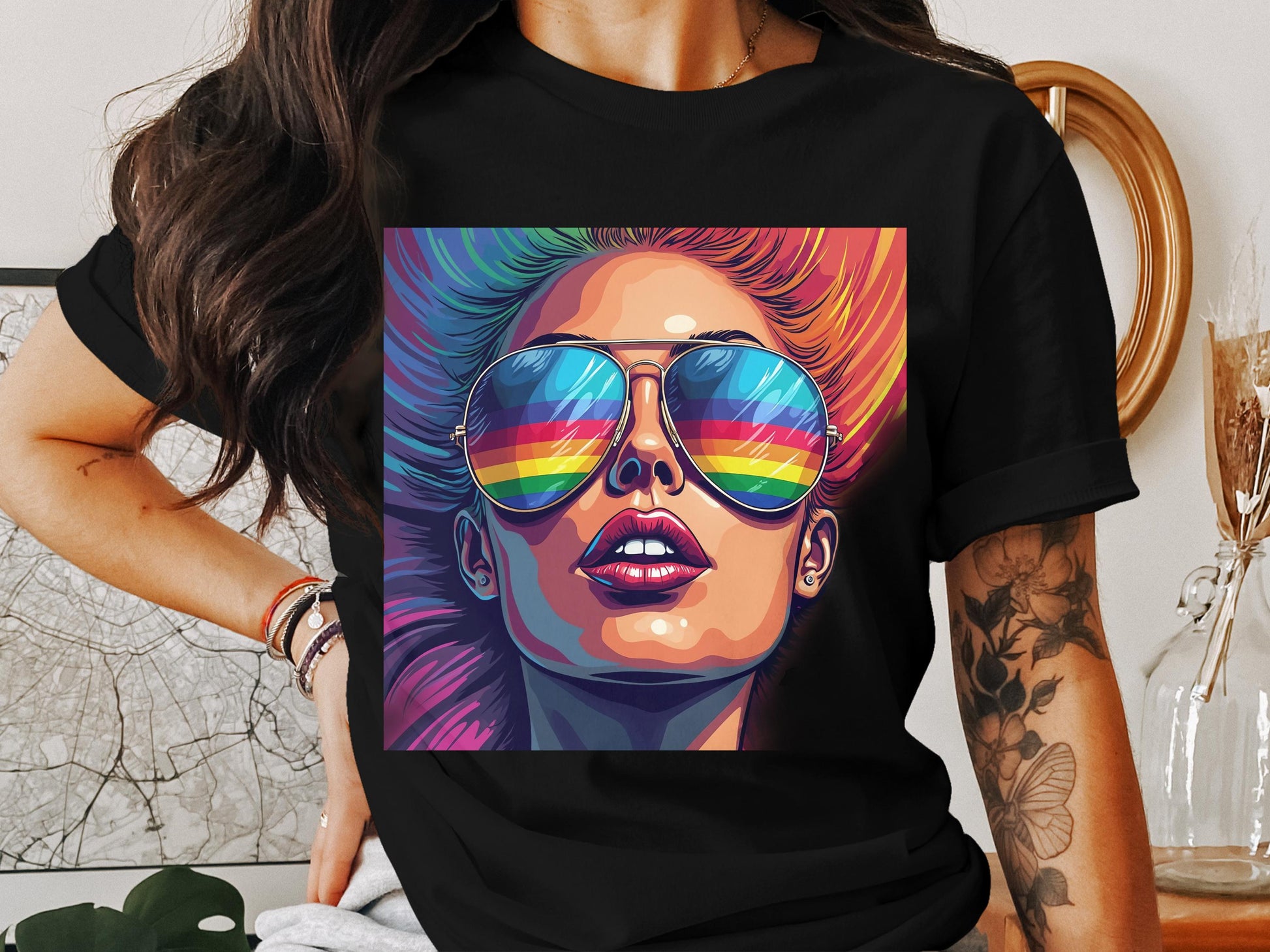 Colorful Reflective Sunglasses Art Graphic T-Shirt product type