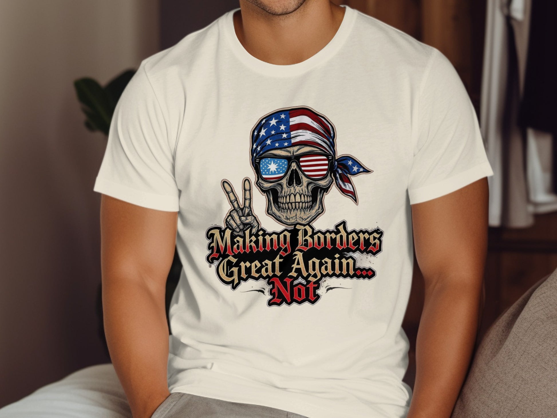 Making Borders Great Again Not Peace Sign Skull product type