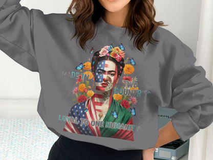 Frida Kahlo Art Sweatshirt Made in Two Countries Design