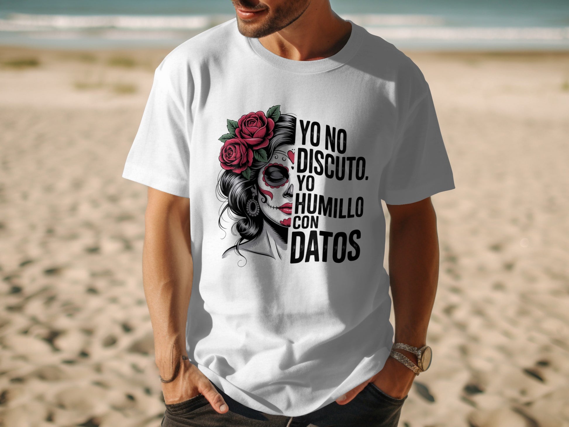 Skull with Roses and Spanish Quote T-Shirt product type