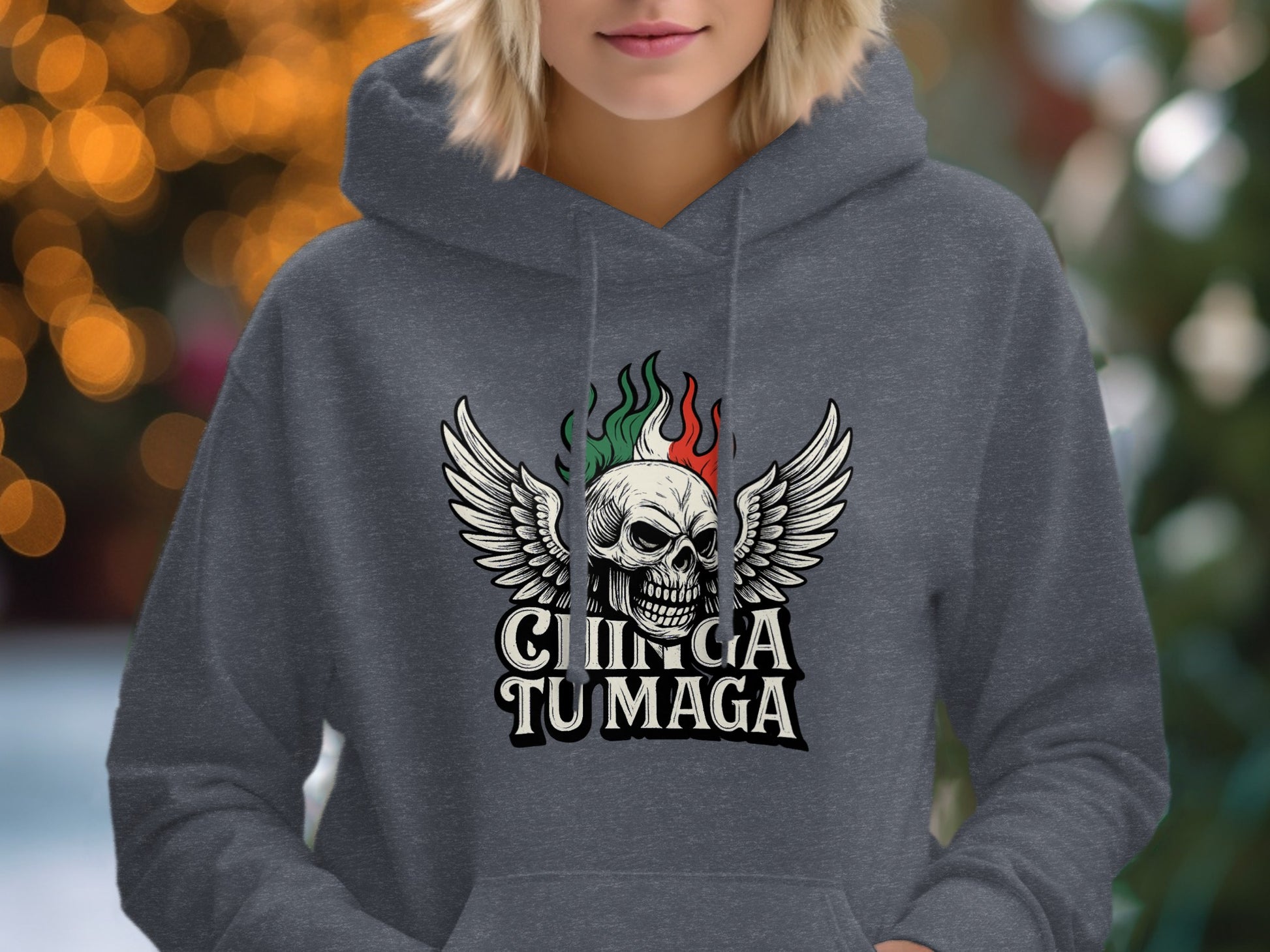 C Illega Tu Maga Winged Skull Detailed Hoodie product