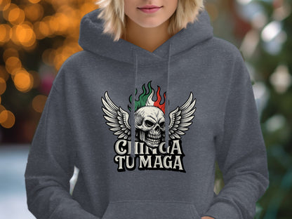 C Illega Tu Maga Winged Skull Detailed Hoodie product