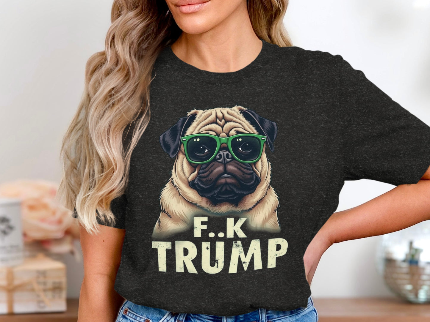 Funny Pug Wearing Sunglasses F K Trump Shirt product