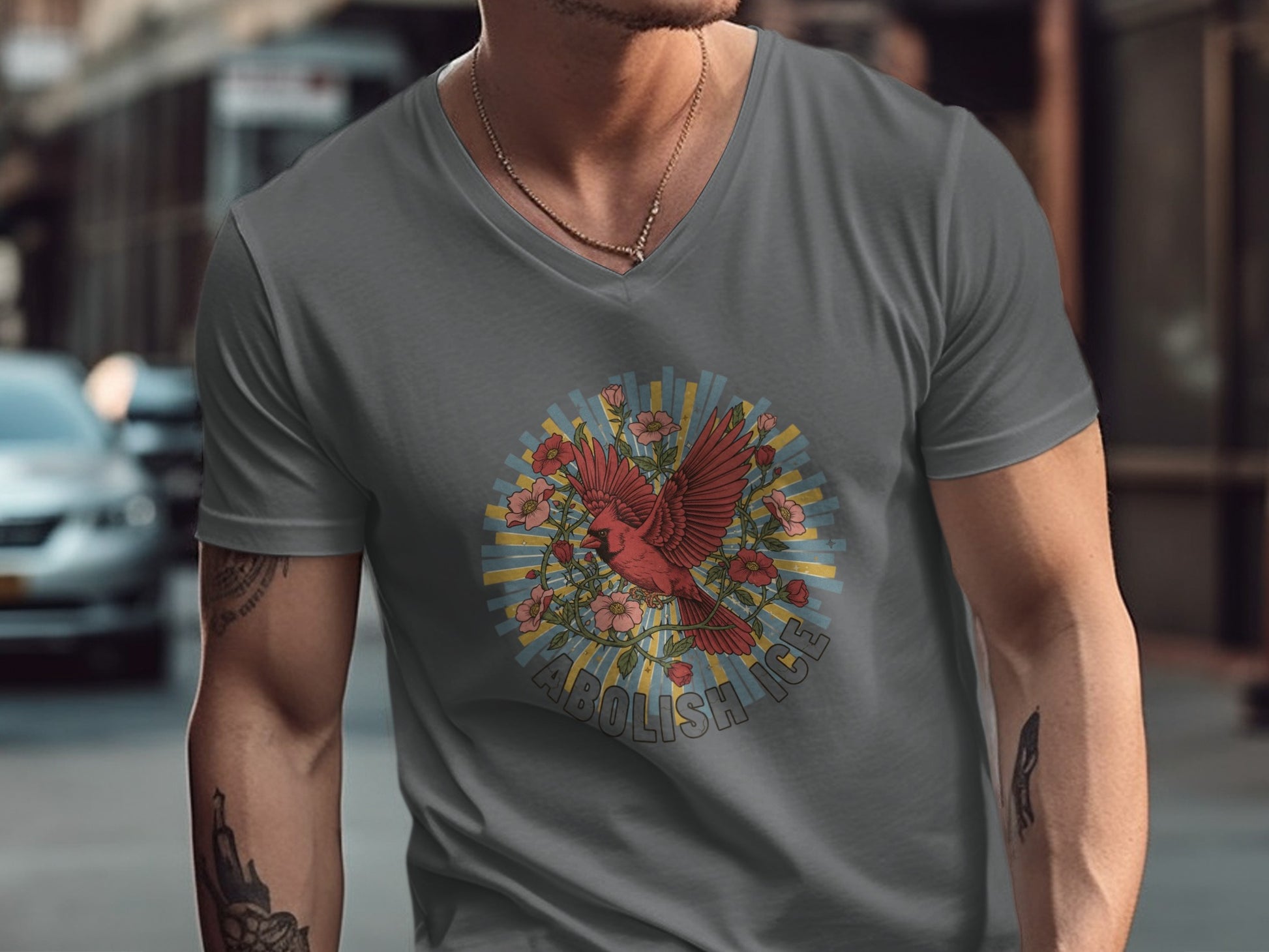 Abolish Ice Graphic V Neck T Shirt product type