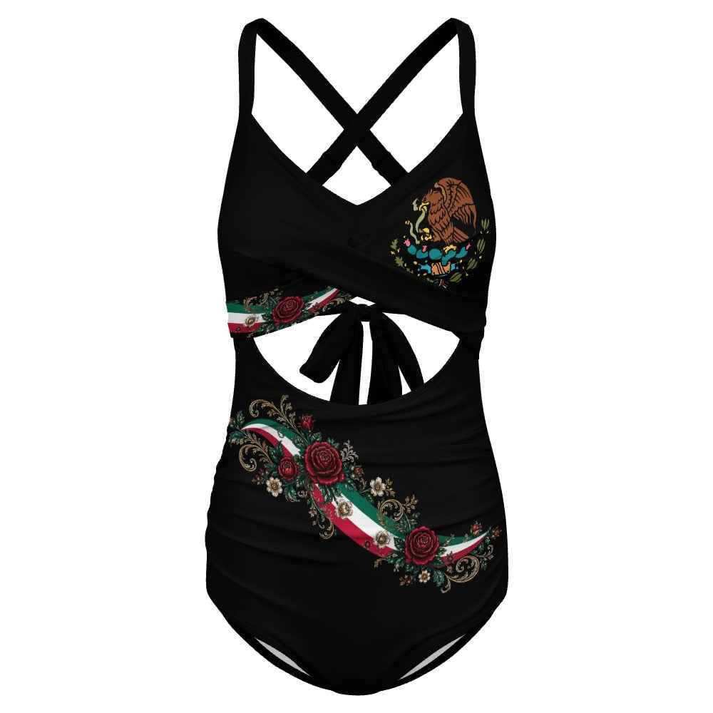 Women's crop top one-piece swimsuit