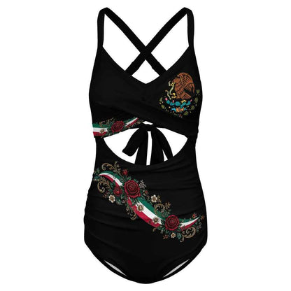 Women's crop top one-piece swimsuit